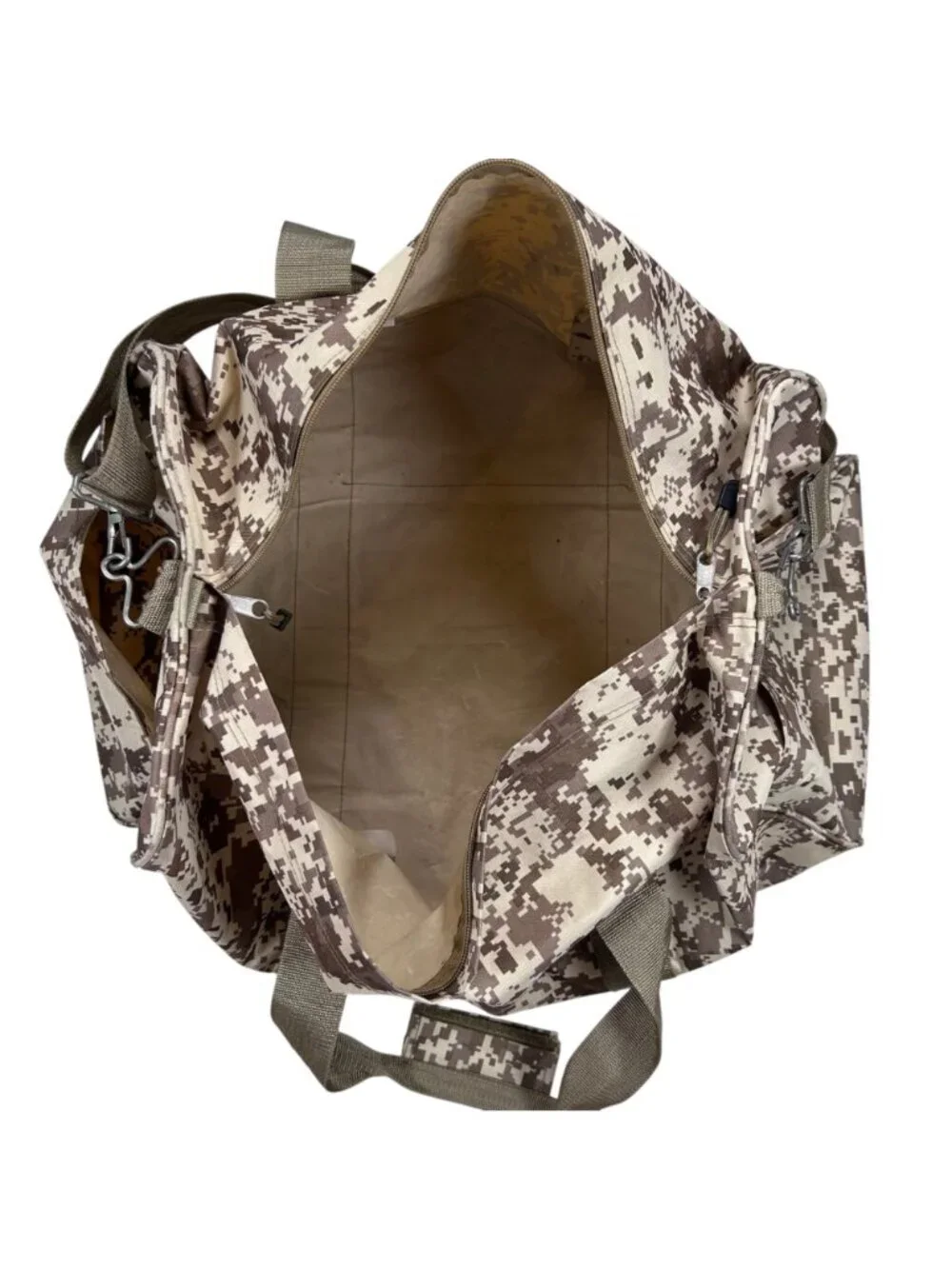 Digital Desert Camouflage Duffel Bag Lightweight Canvas Brown Beige